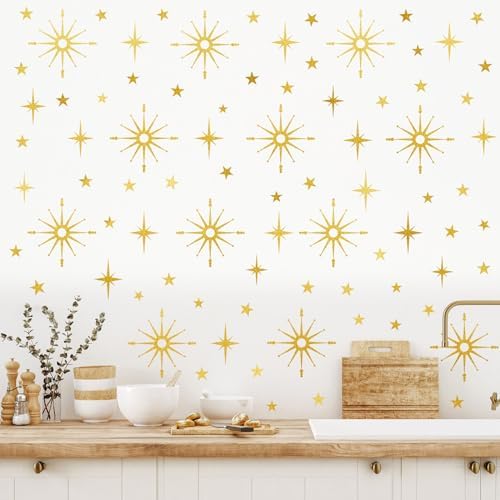 Gold Star Wall Decals for Bedroom Living Room Decor