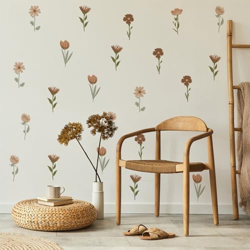 Arawat Wildflower Wall Decals 72pcs Peel and Stick Decor