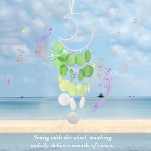 Pretty Jolly Capiz Moon Dream Catcher Wind Chimes Green