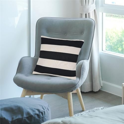 2 Pack Waterproof Pillow Covers Striped Black White 18x18 Inch