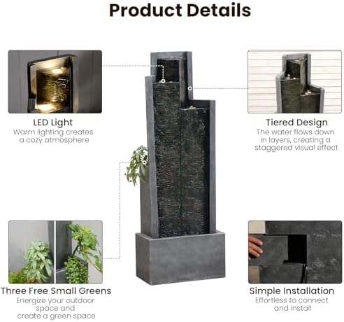 496 Inch Tall Freestanding Water Fountain with Lights