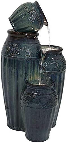 Sunnydaze Tour de Vase 27-Inch Ceramic Fountain with LED Lights