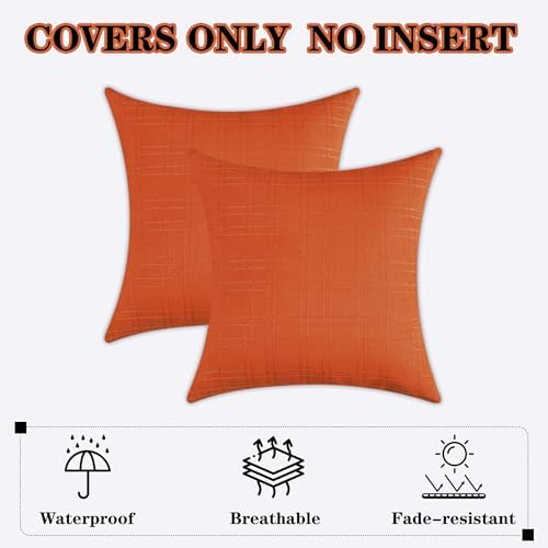Kevin Textile Waterproof Checkered Pillow Covers Pack of 2 16x16 Inch Orange