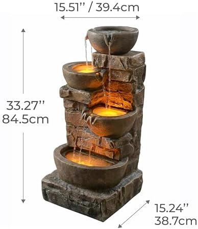 Teamson Home 3327 Inch Freestanding Water Fountain with LED Lights