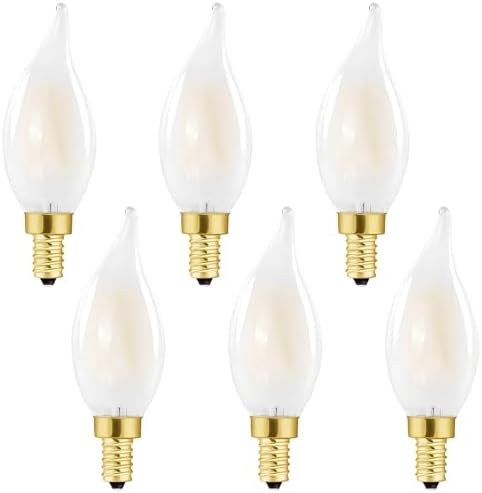 LED Frosted Candelabra Bulbs 4W 6 Pack Dimmable Soft White 3000K