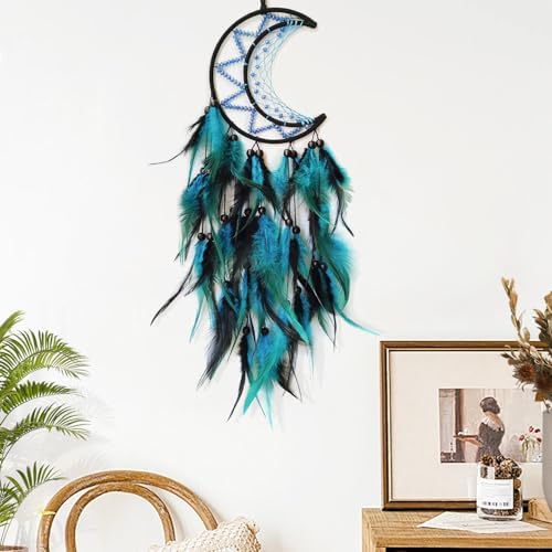 Moon Dream Catcher Black and Blue Wall Decor