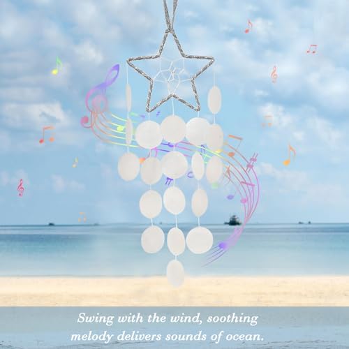 Pretty Jolly Star Design Capiz Wind Chimes for Outdoor Use