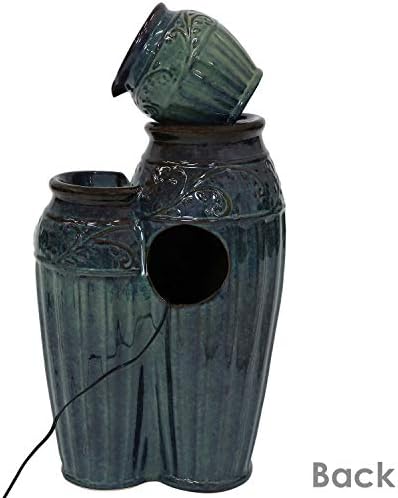 Sunnydaze Tour de Vase 27-Inch Ceramic Fountain with LED Lights