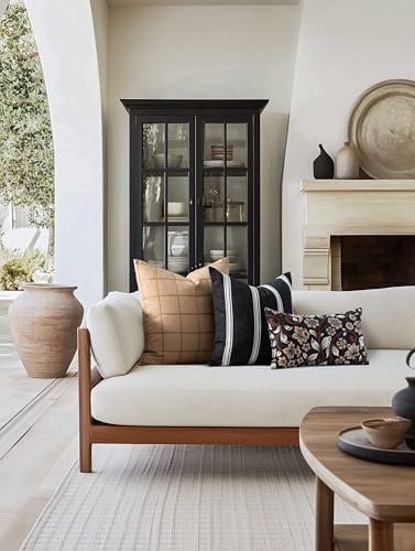 Crumbs Home Modern Farmhouse Fall Linen Throw Pillow Cover 22x22