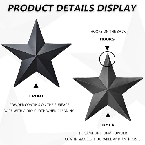 155 Inch Black Barn Star Wall Decor Set of 2