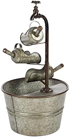 Deco 79 Rustic Metal Round Fountain with Cans