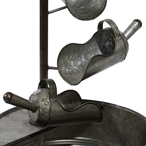 Deco 79 Rustic Metal Round Fountain with Cans
