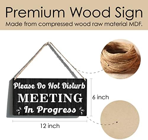 Qious Meeting Sign Wooden Hanging Plaque 12x6 Inches