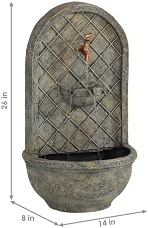Sunnydaze Messina 26 Inch Outdoor Wall Fountain with French Limestone Finish