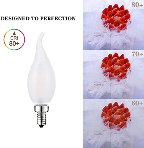 Frosted LED Candelabra Bulbs 6 Pack 6W Dimmable 3000K Soft White