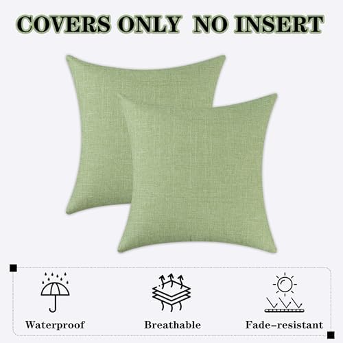 Kevin Textile 2 Pack Outdoor Waterproof Pillow Covers Sage Green