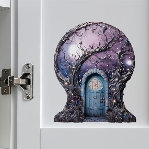 Starry Nebula Sky with Tree House Moon Decor Wall Sticker