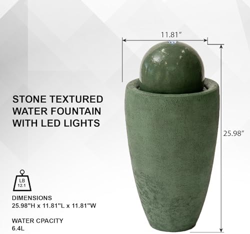 XBrand 2598 Inch H Round Stone Water Fountain with LED Lights