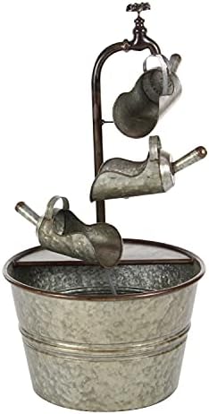 Deco 79 Rustic Metal Round Fountain with Cans