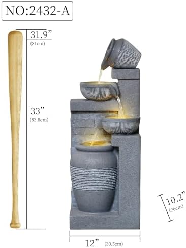 3189 Inch 4 Tier Outdoor Water Fountain with Lights