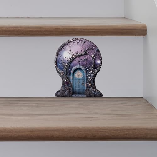 Starry Nebula Sky with Tree House Moon Decor Wall Sticker
