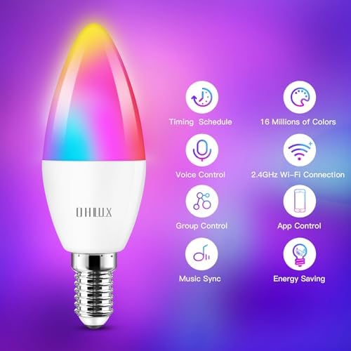 OHLUX Smart Candelabra LED Bulbs 4 Pack