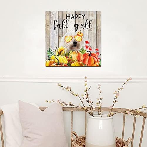Thanksgiving Hello Fall Decorative Wood Sign 8x8in