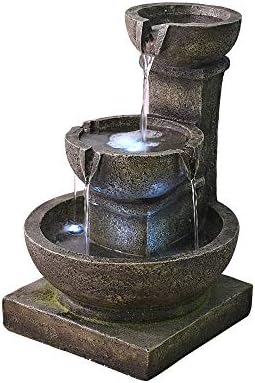 PeterIvan Outdoor Waterfall Fountain with LED Lights