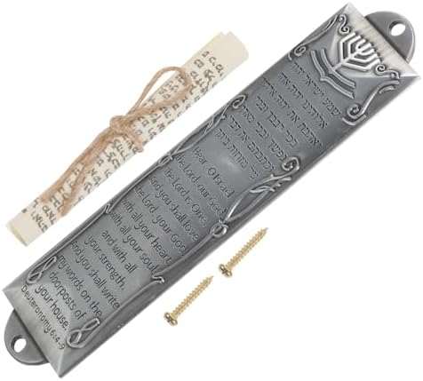 Baluue Set of 3 Metal Mezuzah with Scroll for Door