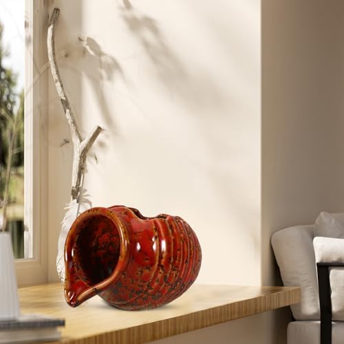 Red Ceramic Fountain Planter for Garden Outdoor Decoration