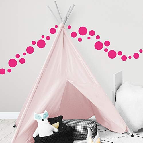 Hot Pink Polka Dot Wall Decals 63 Pieces