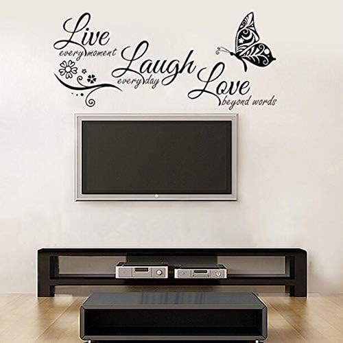 Live Every Moment Laugh Every Day Love Silent Wall Stickers Black 354x236