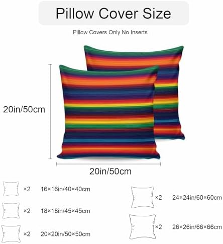 Litter Star Waterproof Pillow Covers 24x24 Inches 2 Pack Mexican Stripes Ethnic Style