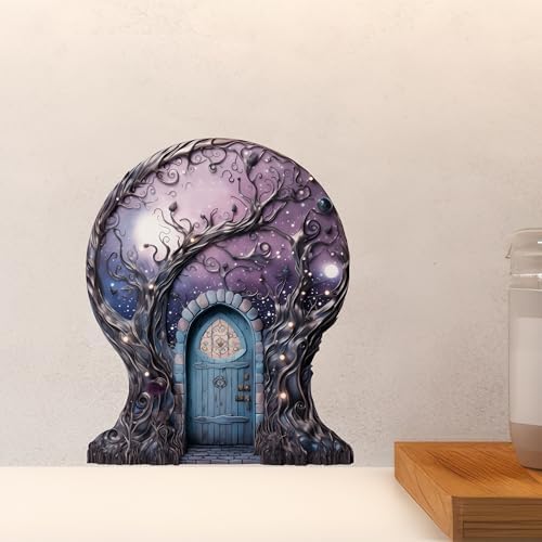 Starry Nebula Sky with Tree House Moon Decor Wall Sticker