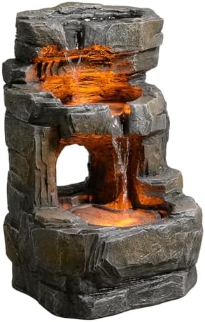 Kalona 3-Tier Outdoor Water Fountain with LED Lights