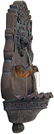 John Timberland Royal Lion Head Wall Fountain with LED Light 1