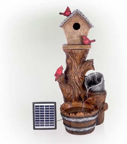 Alpine Corporation ZEN882SLR 32 Inch Solar Birdhouse Fountain