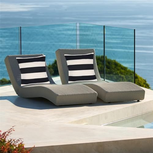 2 Pack Waterproof Pillow Covers Striped Black White 18x18 Inch