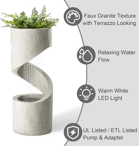 Glitzhome Decorative Tiered Outdoor Water Fountain with LED Light