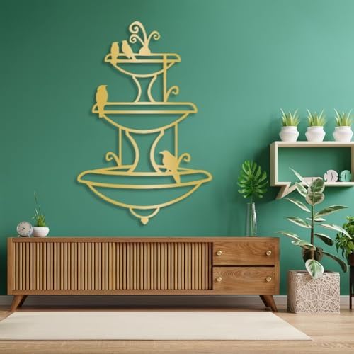 Metal Wall Art Fountain with Birdbath Outdoor Decor