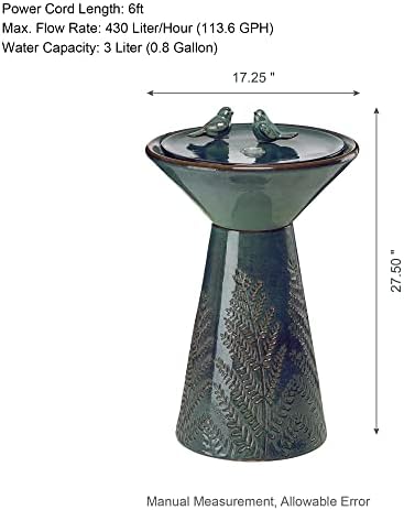 Glitzhome 275 Inch H Outdoor Garden Water Fountain with LED Light and Pump