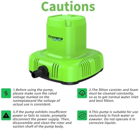 FREESEA Submersible Pond Pump 1585 GPH 120W for Outdoor Use