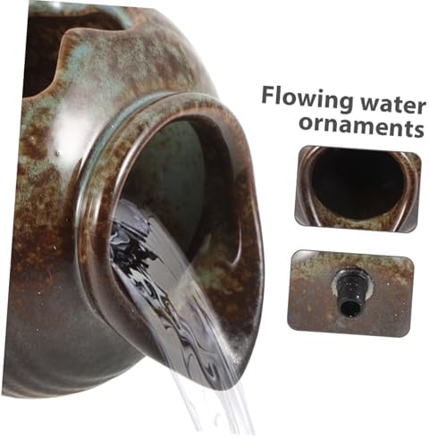 BESPORTBLE Unique Textured Ceramic Jar Solar Fountain Decor