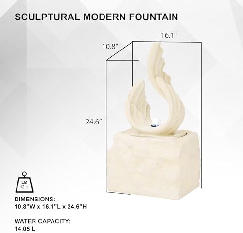 XBrand 25 in H White Stone-Look Fountain with LED Light