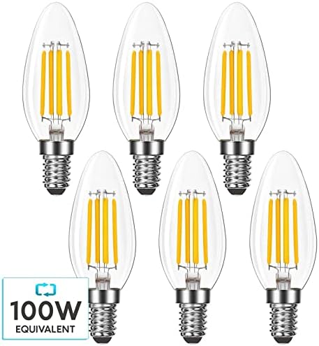 LUXRITE Candelabra LED Bulbs 6 Pack E12 Base 7W 3000K Soft White