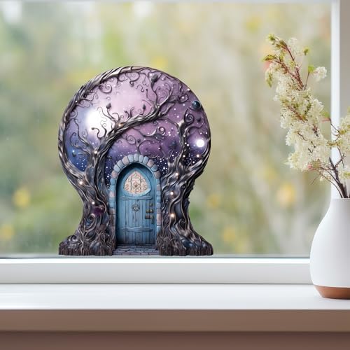 Starry Nebula Sky with Tree House Moon Decor Wall Sticker