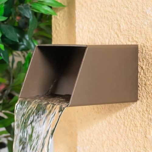 PONDO 6 Inch Square Water Fountain Spout - 316 Stainless Steel