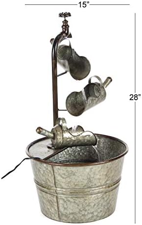 Deco 79 Rustic Metal Round Fountain with Cans