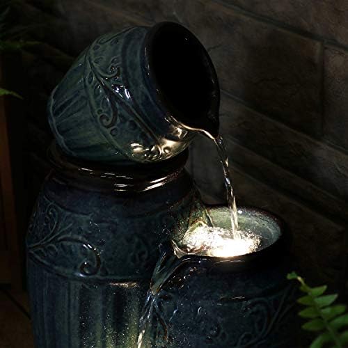 Sunnydaze Tour de Vase 27-Inch Ceramic Fountain with LED Lights