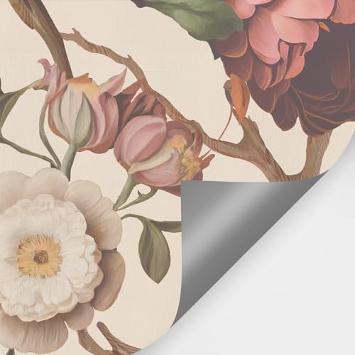 Zeeko Beige Floral Peel and Stick Wall Mural 98 x 59